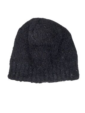 Black Glitter Knit Beanie Hat